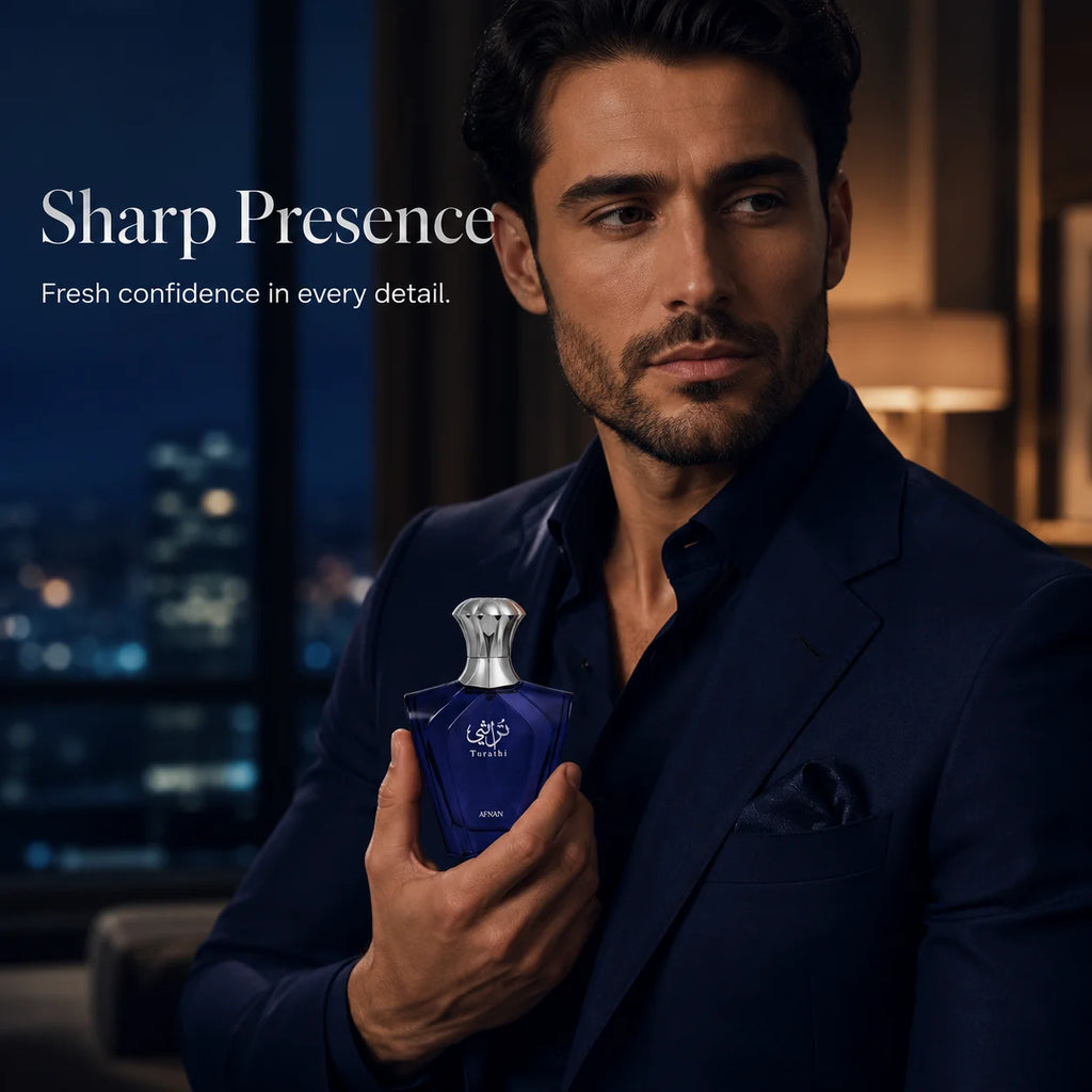 Afnan Turathi Blue Perfume for Men 90ml Eau De Parfum Long Lasting Arabian Cologne Fresh Citrus Woody Spicy Fragrance Gift