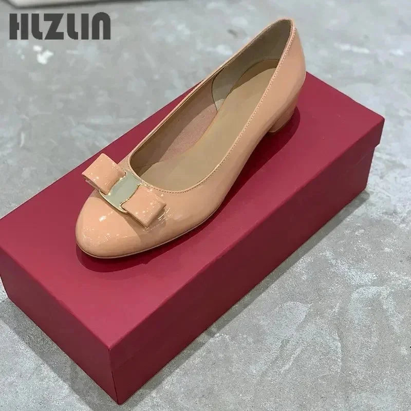 2026 new High quality handmade women's shoes 100% genuine leather 3.5 cm high heels classic brand half flat