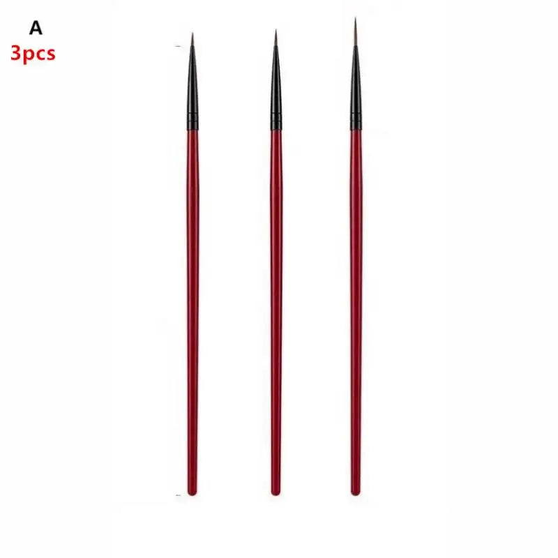 3Pcs/set Nail Art UV Gel Liner Painting Brushes Drawing Flower Striping Design Manicure Tools Kits 13cm