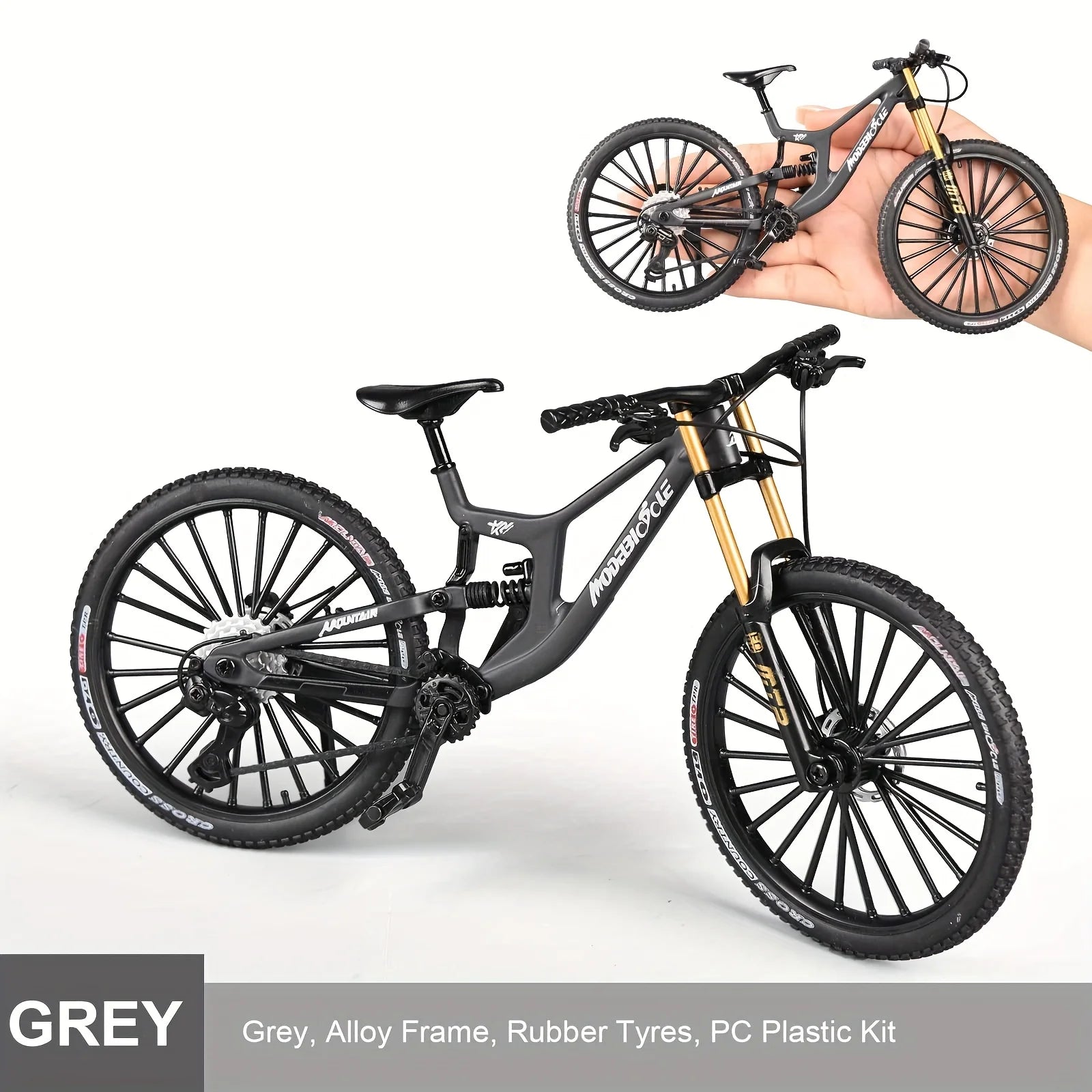 1:8 Scale Mini Alloy Finger Mountain Bike - Diecast Simulation Toy with Shock Absorption for Collection