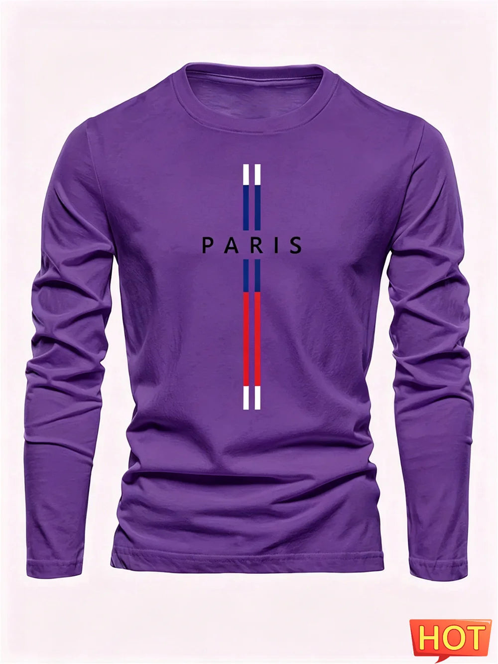3D Paris graphic Summer T-shirt men's cotton loose Outdoor Sunscreen T-shirt sports leisure round neck long sleeved T-shirt tops