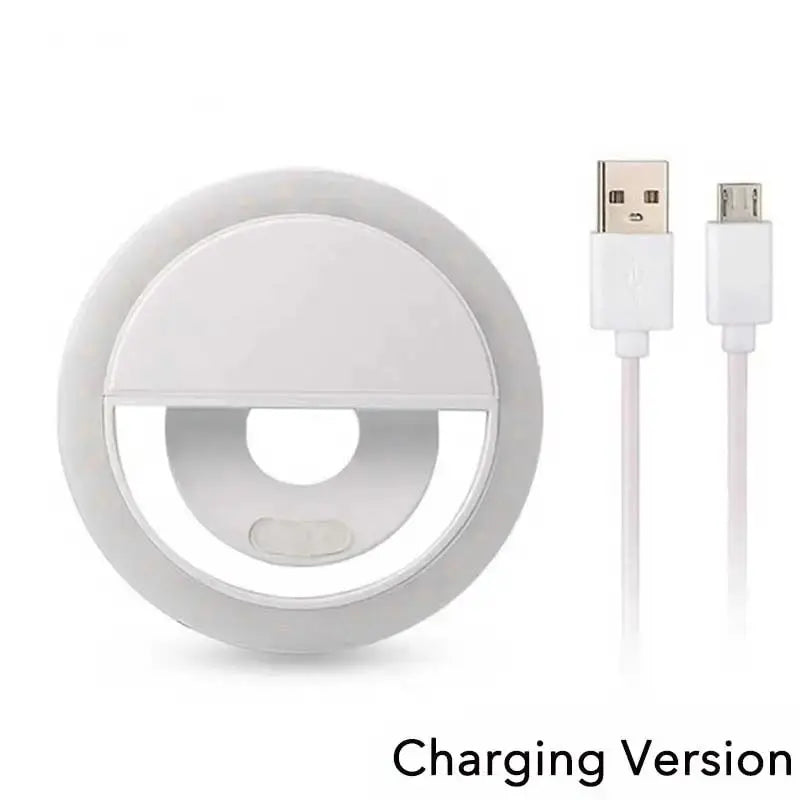 USB Rechargeable LED Selfie Ring Light with Phone Clip Photo Lamps Video Light Photography Ringlight for iPhone Samsung Xiaomi