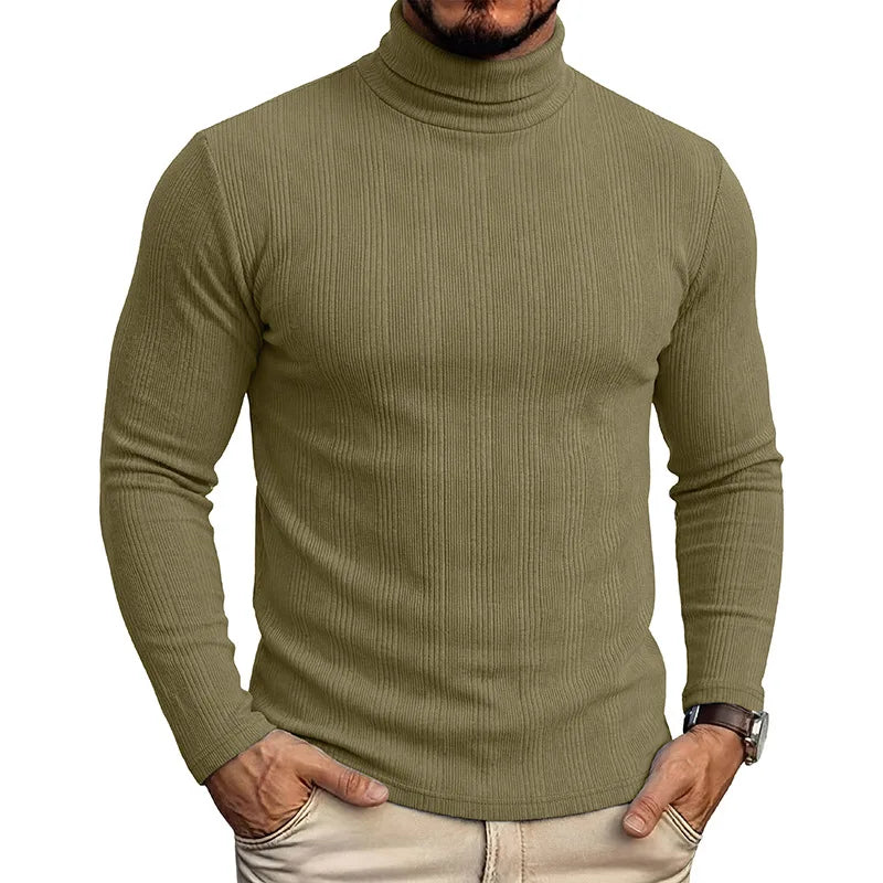 Men's Half Turtleneck Sweater Autumn Winter Soild Long-sleeved T-shirt High Elastic Slim Fit Pullover Thickened Bottoming Shirt