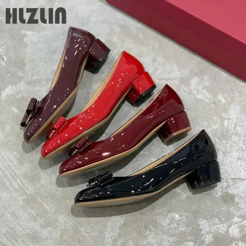 2026 new High quality handmade women's shoes 100% genuine leather 3.5 cm high heels classic brand half flat