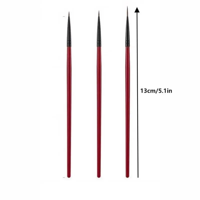 3Pcs/set Nail Art UV Gel Liner Painting Brushes Drawing Flower Striping Design Manicure Tools Kits 13cm