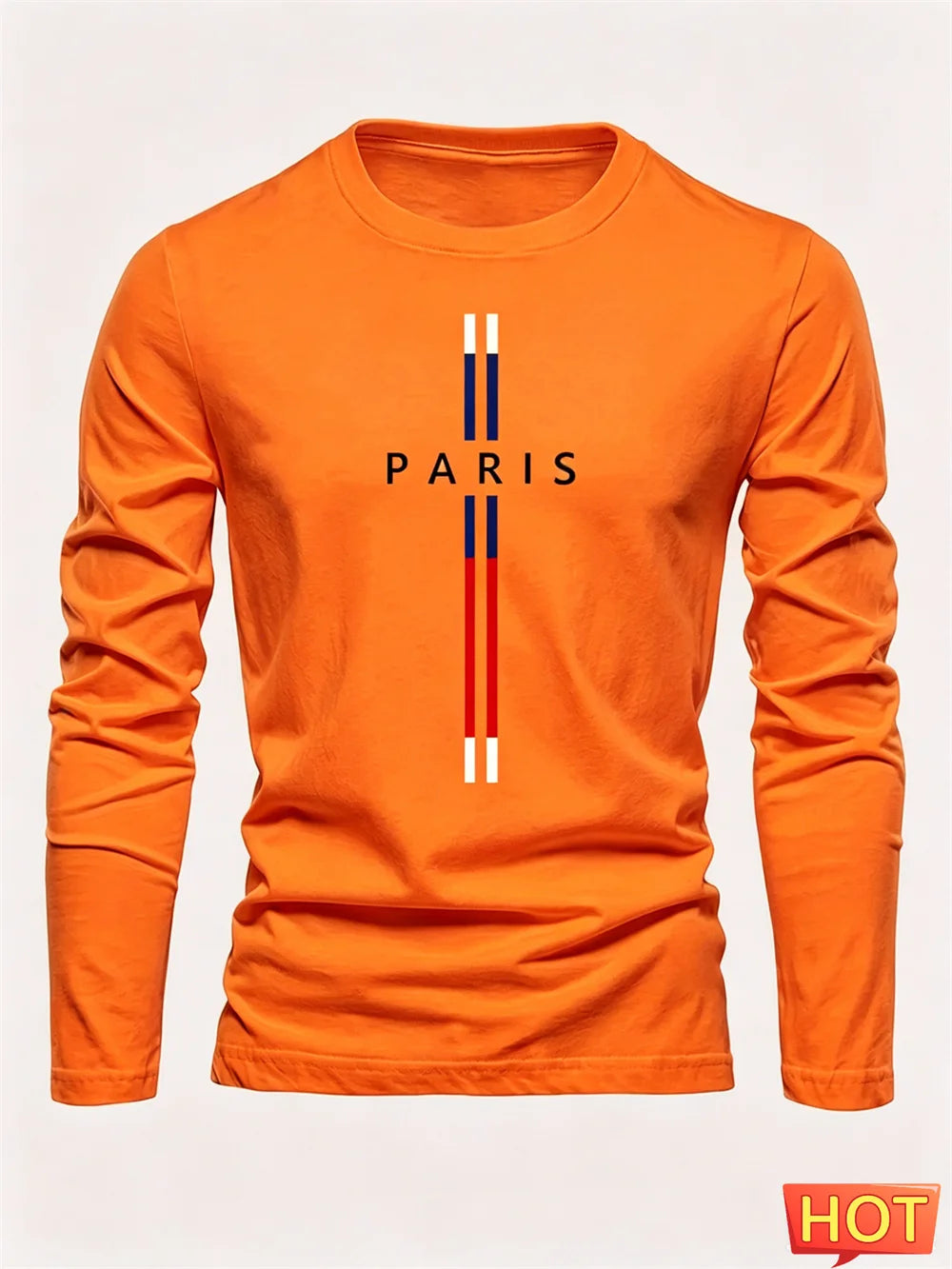 3D Paris graphic Summer T-shirt men's cotton loose Outdoor Sunscreen T-shirt sports leisure round neck long sleeved T-shirt tops