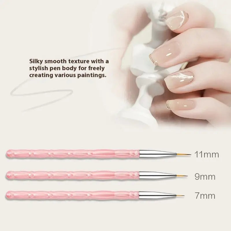 3Pcs/set Nail Art UV Gel Liner Painting Brushes Drawing Flower Striping Design Manicure Tools Kits 13cm