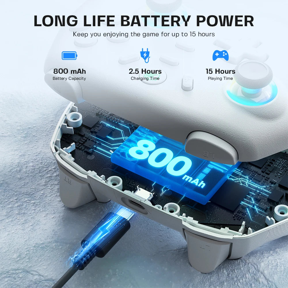 ECHTPower Hall Effect Wireless Controller for Switch OLED/Lite No Drift Joystick Wake-Up Turbo 6-Axis Gyro Programmable US Stock