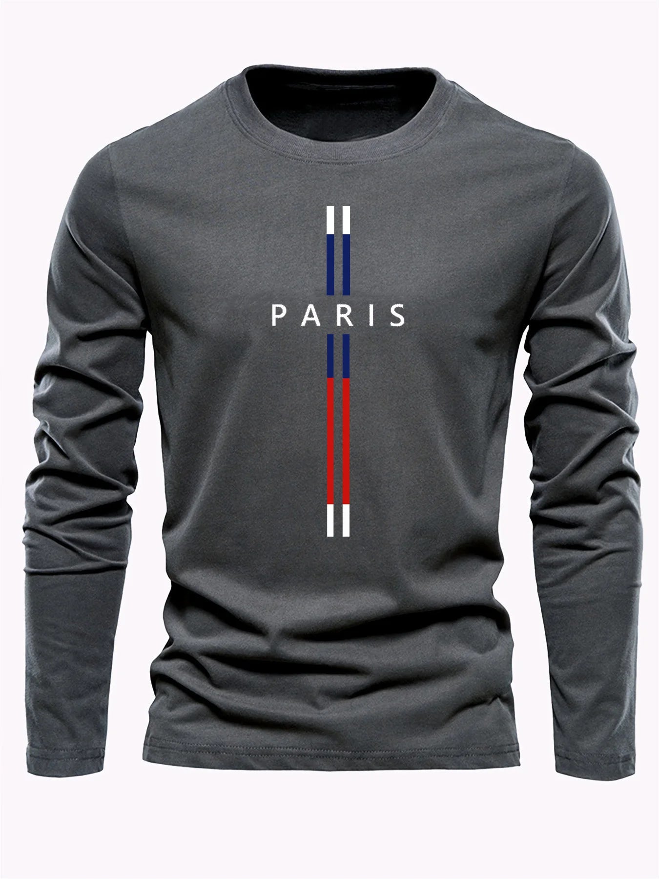 3D Paris graphic Summer T-shirt men's cotton loose Outdoor Sunscreen T-shirt sports leisure round neck long sleeved T-shirt tops