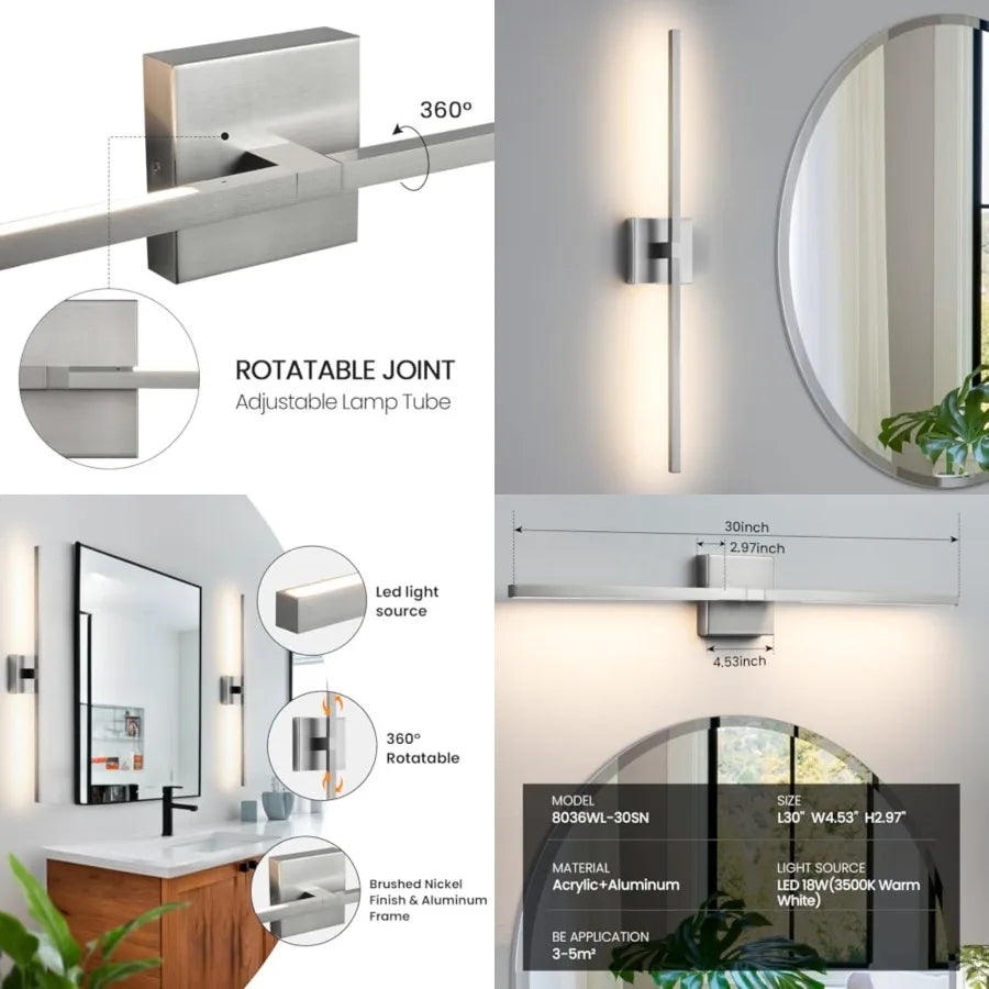 Bathroom Vanity Light Fixtures - Dimmable Bathroom Lights Over Mirror 18W LED Vanity Light Bar 3500K Modern Wall Sconce Lightin