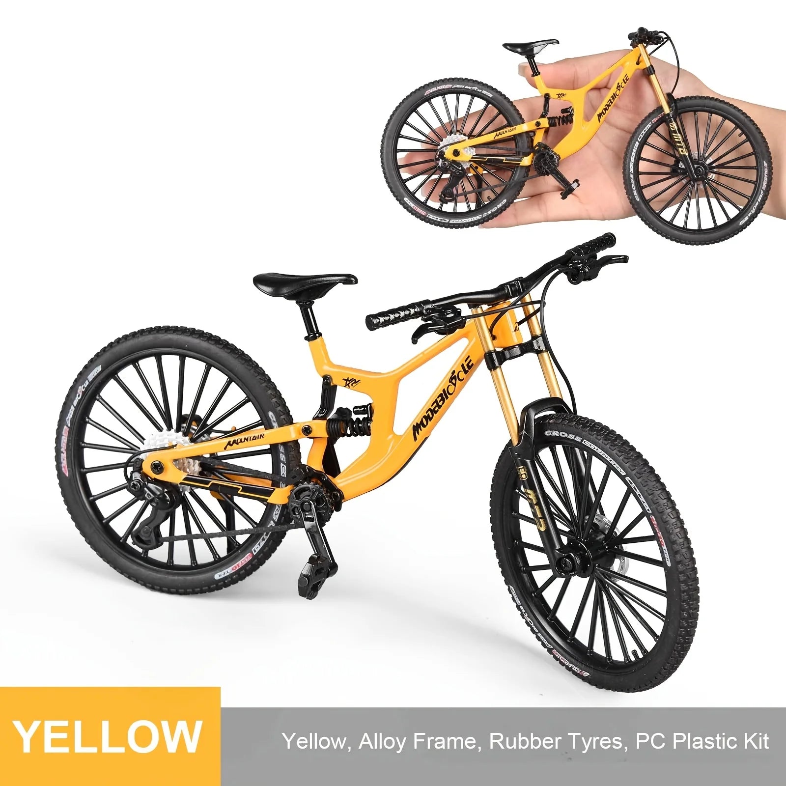 1:8 Scale Mini Alloy Finger Mountain Bike - Diecast Simulation Toy with Shock Absorption for Collection