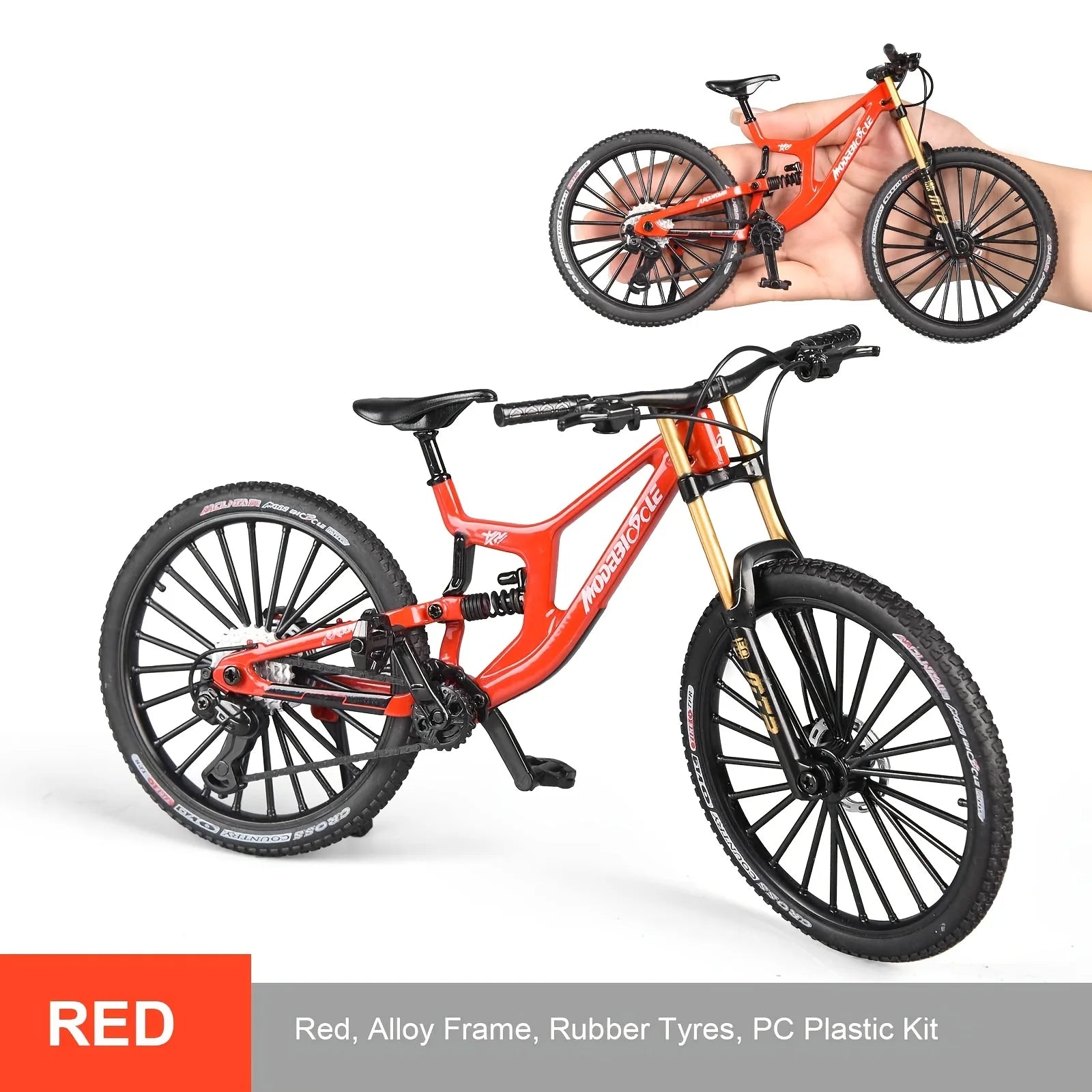 1:8 Scale Mini Alloy Finger Mountain Bike - Diecast Simulation Toy with Shock Absorption for Collection