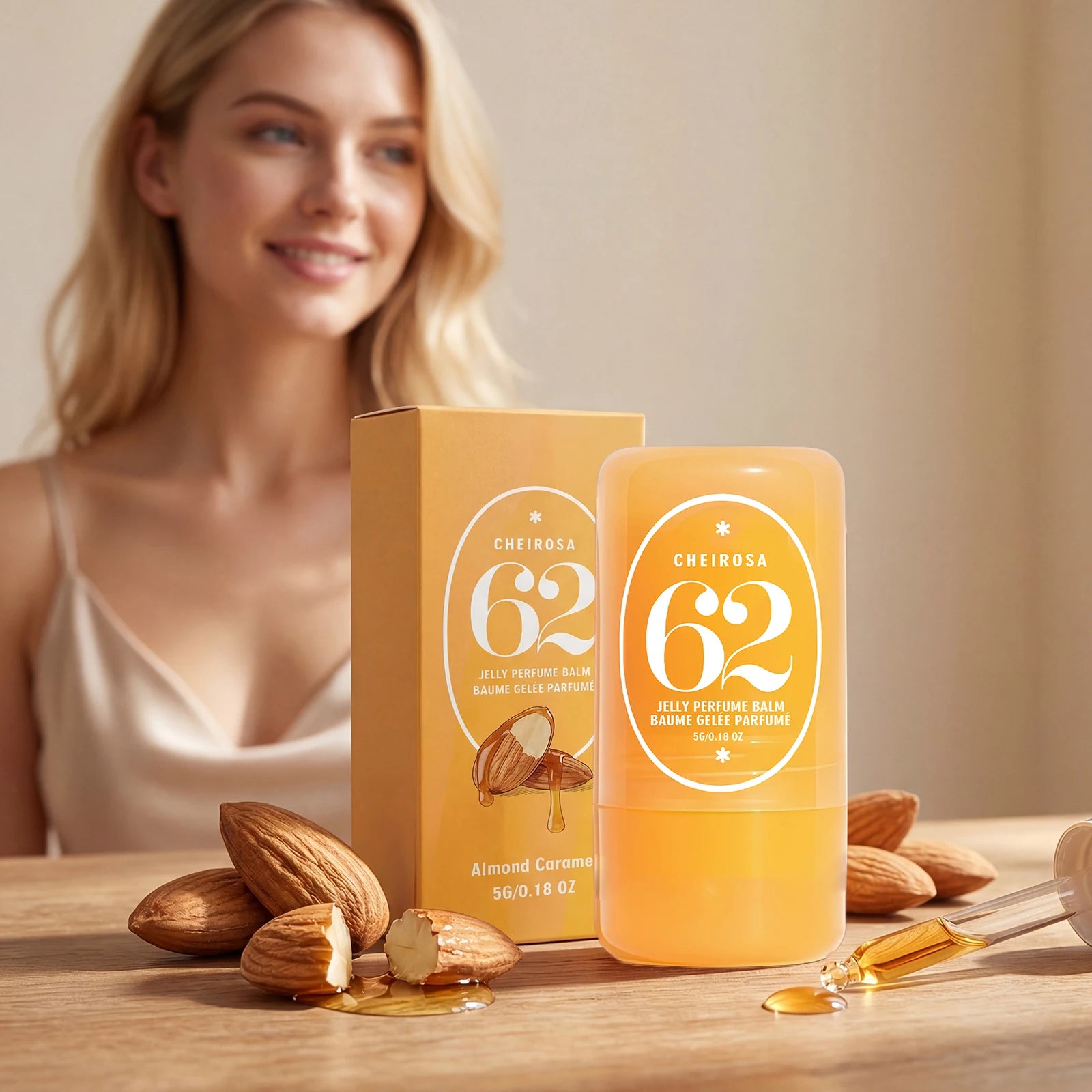 AMZ 5g Solid Fragrance (almonds caramel) Elegant Fragrance Exudes Gentle Charm Commuting Date Portable Fragrance