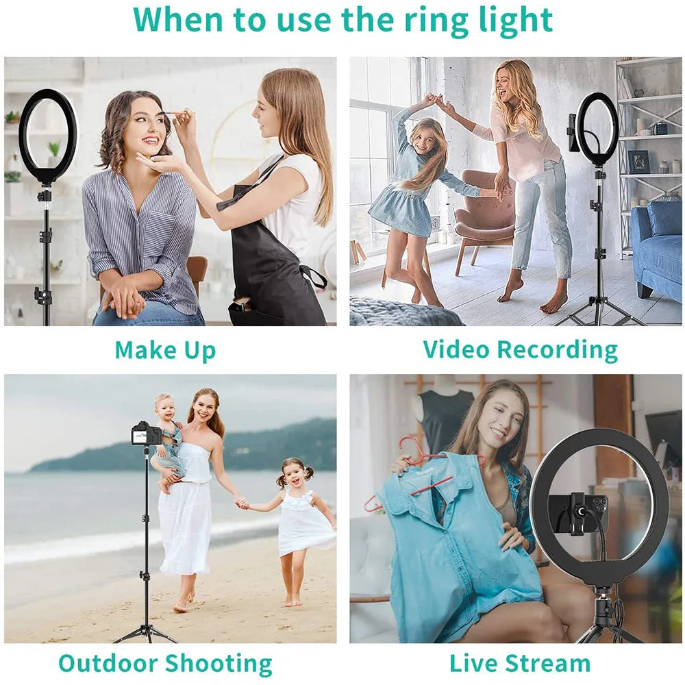 Phone Live Ring Light 10 Inch 26cm Video Light Ring Lamp With Phone Stand Tripods Photography Circle Fill Light For YouTube