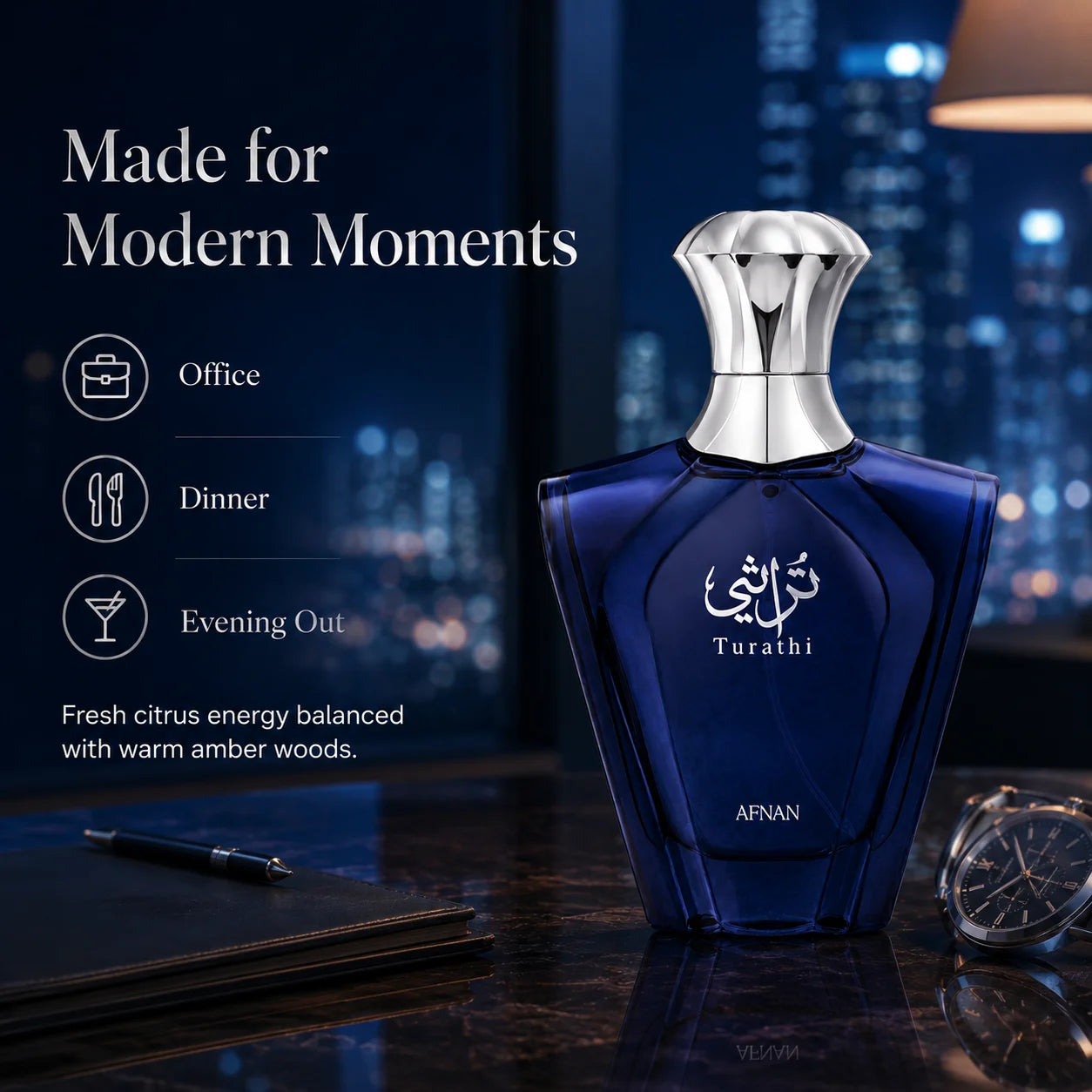 Afnan Turathi Blue Perfume for Men 90ml Eau De Parfum Long Lasting Arabian Cologne Fresh Citrus Woody Spicy Fragrance Gift