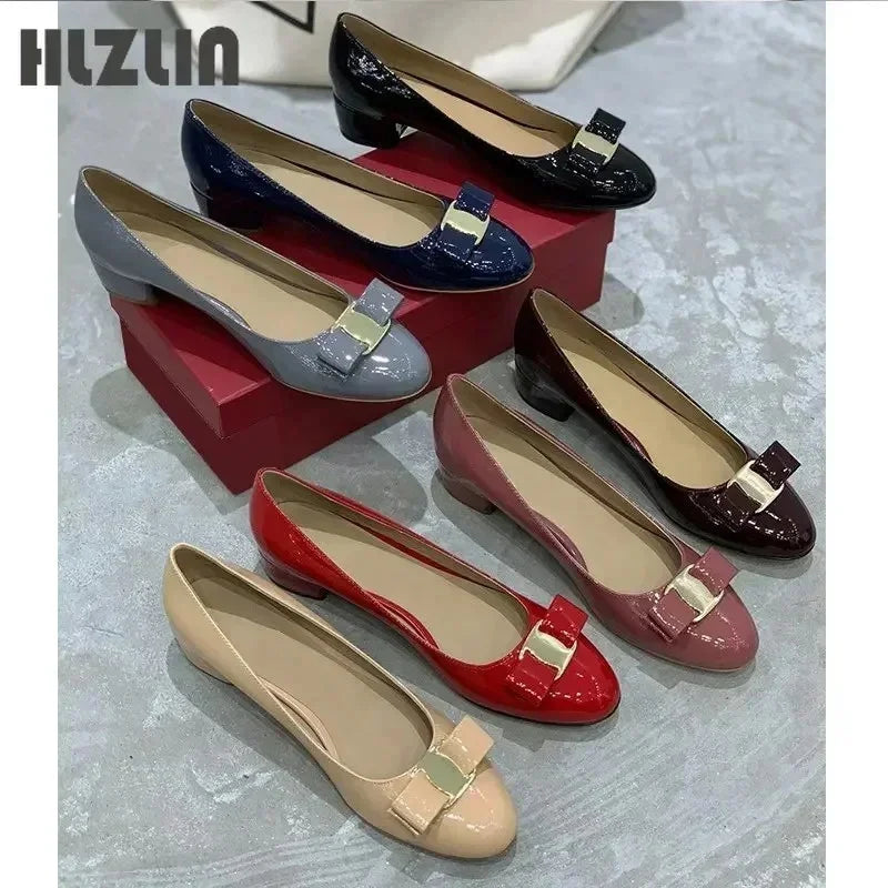 2026 new High quality handmade women's shoes 100% genuine leather 3.5 cm high heels classic brand half flat