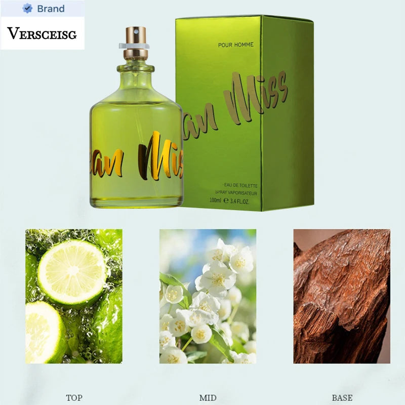 VERSCEISG 100ml Men's Cologne, Lemon & Mint Scent Long Lasting Perfume, Ideal Gift for Gentlemen, Perfect for Dating & Daily Use