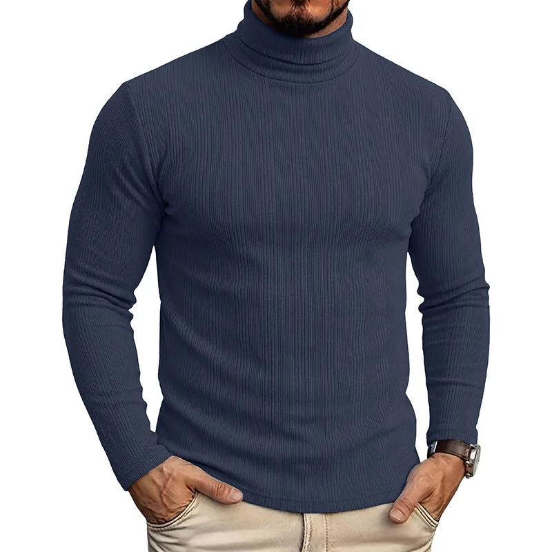 Men's Half Turtleneck Sweater Autumn Winter Soild Long-sleeved T-shirt High Elastic Slim Fit Pullover Thickened Bottoming Shirt