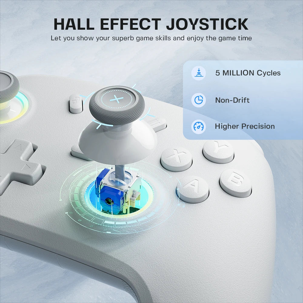 ECHTPower Hall Effect Wireless Controller for Switch OLED/Lite No Drift Joystick Wake-Up Turbo 6-Axis Gyro Programmable US Stock