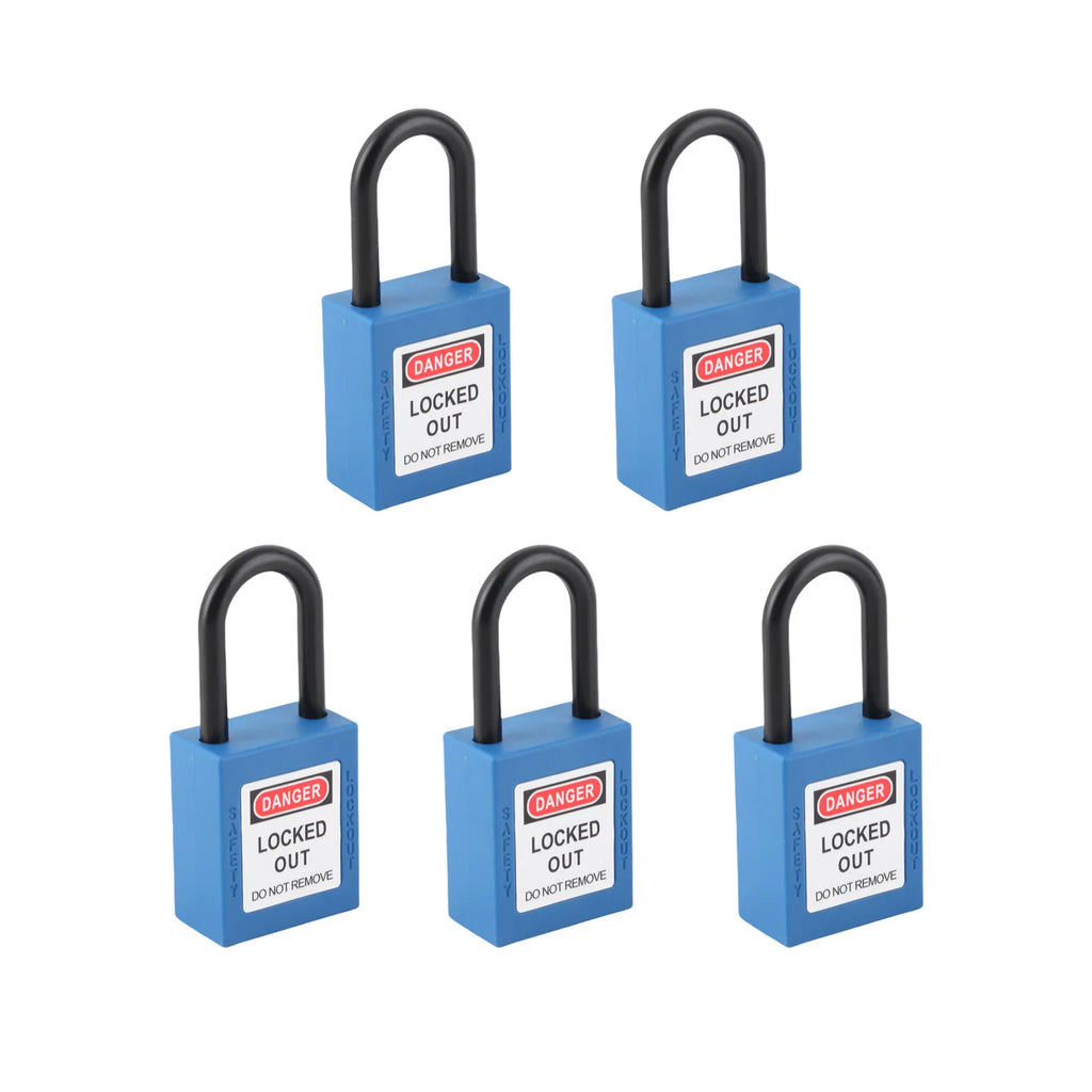 5 Sets 38mm Nylon Insulated Dustproof Safety Padlock With Keys Industrial Electrical Lockout Tagout Lock