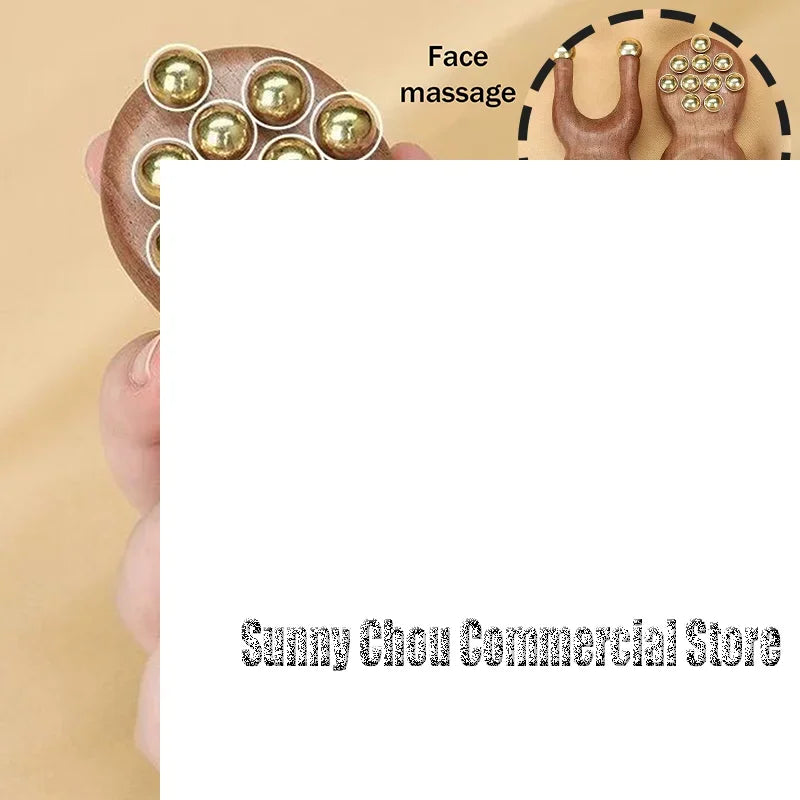1PCS Wooden Nose Guasha Massage Tool Brass Bead Handheld Comb Antistatic For Face Nose Eye Relaxation Spot Meridians Acupoint