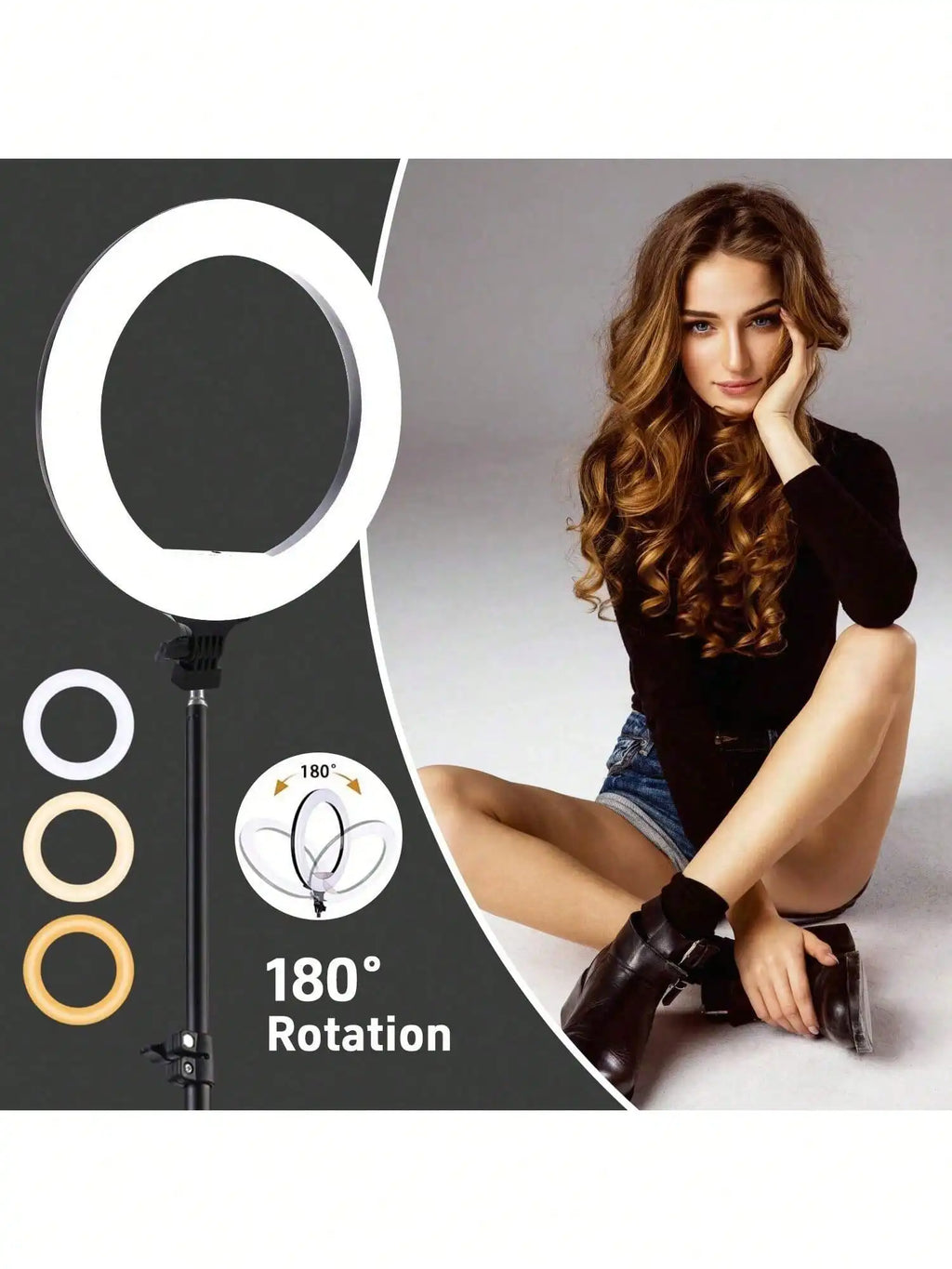 10 Inch LED Selfie Ring Light Set with 43 Inch Adjustable Tripod & 2 Universal Phone Clamps, Dimmable USB Powered Fill Light, Ideal for Makeup, Video Recording and Halloween Party Live Streaming