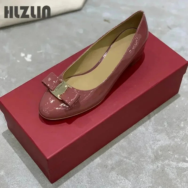 2026 new High quality handmade women's shoes 100% genuine leather 3.5 cm high heels classic brand half flat
