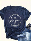 Plus Size Womens Knitted Tee With Letter Print