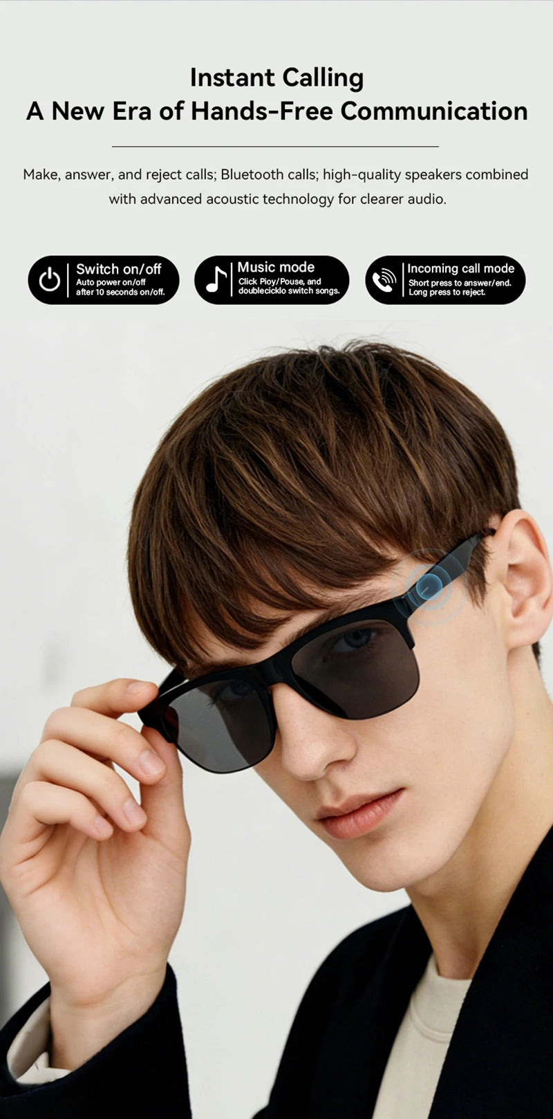 2026 New Remote Control Touch Photo Glasses Smart Glasses Recording Voice wake-up Assistant Wireless Bluetooth Smart Eyewear