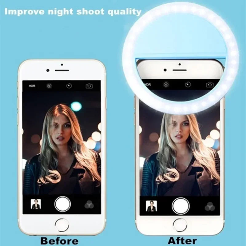 Selfie Light Clip On Light For iPhone Samsung POCO Phone Light Ring Video Photo Lamp Flashlight Back Light USB Charge