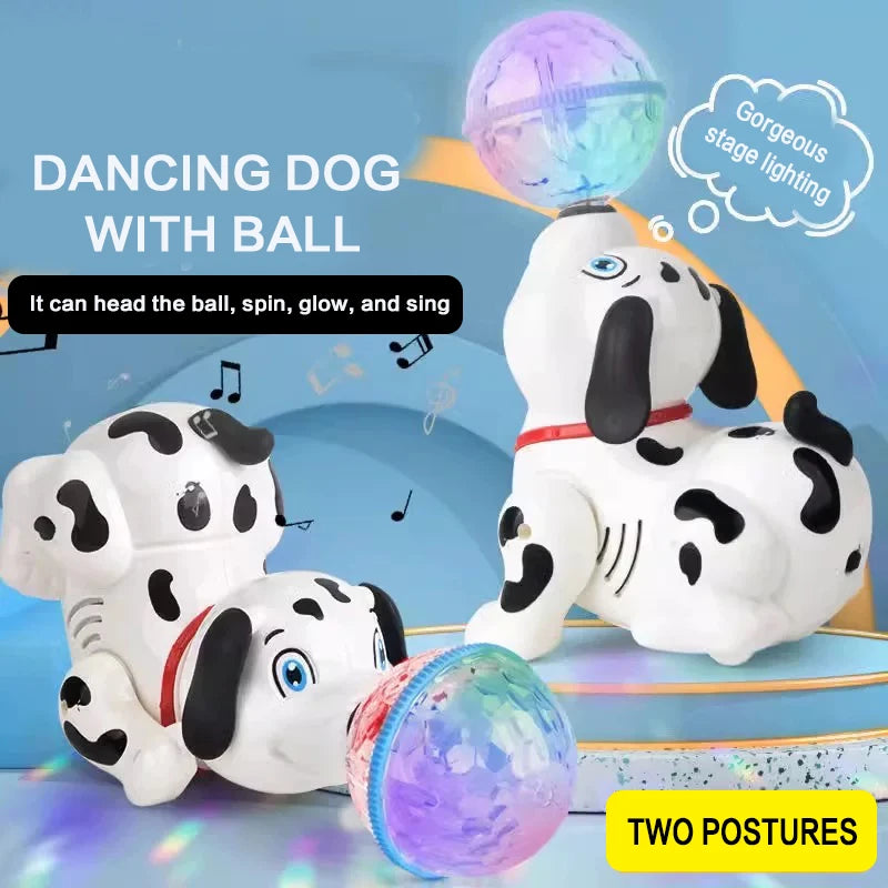 Electric Stunt Top Ball Spinning Puppy Toy Cute Adorable Design with Colorful Sound And Light Ideal Holiday Gift for Babies