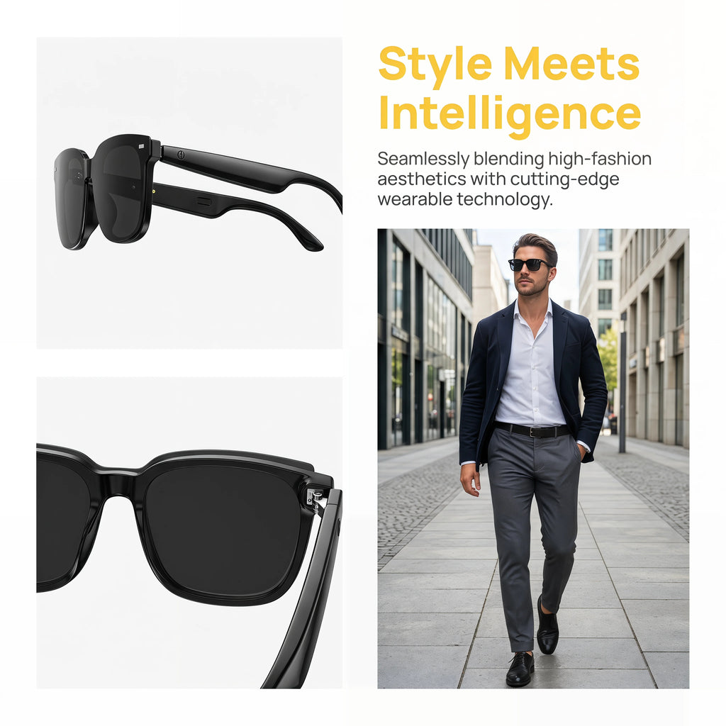 AI Open-Ear Bluetooth Glasses Magnetic Suction Lenses Real-time Translation Calls&Music Global Travel Trade Communication