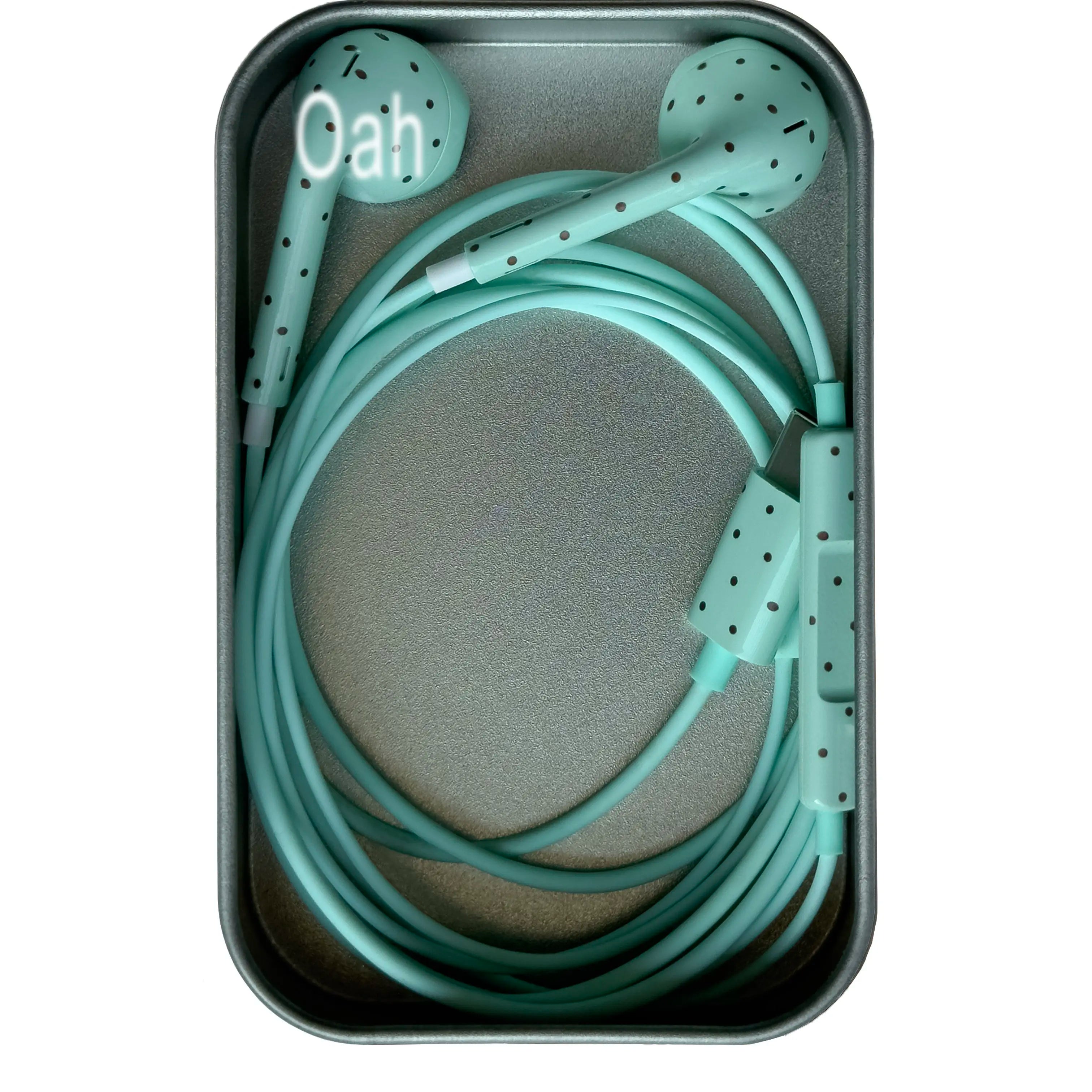 Oah Polka Dot Wired Earphones ABS Material Type-C/Lightning Dynamic Hifi Wired Earphones Digital Audio Headphones Gifts
