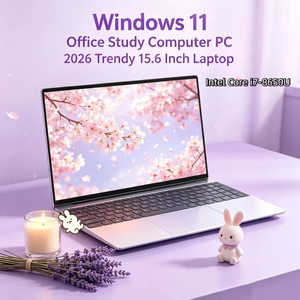 2026 Solid 15.6" Ultra Slim Study Notebook Intel Core i7-8650U 32GB RAM 2TB M.2 SSD Windows 11 Pro Office Laptop