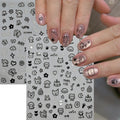 12sheet Cartoon Black Cat Nail Stickers Set Multiple Action Kawaii Puppy Kitten Nail Art Decals Adhesive Kids Manicure Decoratio