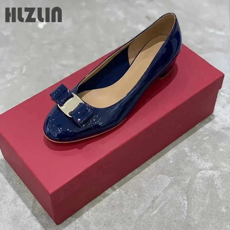 2026 new High quality handmade women's shoes 100% genuine leather 3.5 cm high heels classic brand half flat