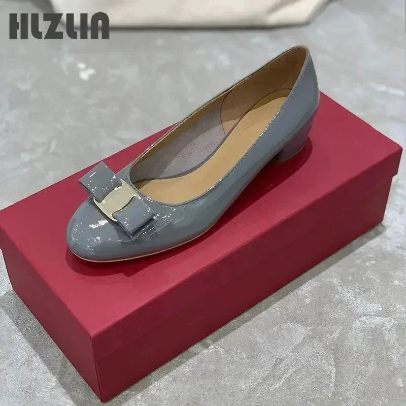 2026 new High quality handmade women's shoes 100% genuine leather 3.5 cm high heels classic brand half flat