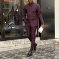 Chic Stand Collar Men Suit 2 Pieces Single Breasted Slim Fit Formal Business Jacket Pants Set Tuxedo Daily Casual Outfit