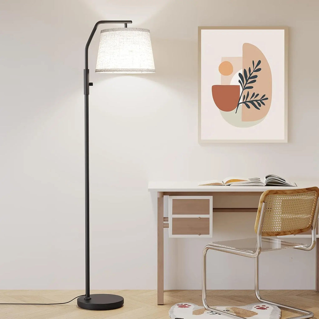 Adjustable Floor Lamp with 9W LED, Dimmable 0-100%, Modern Standing Light for Living Room Bedroom Office, Black