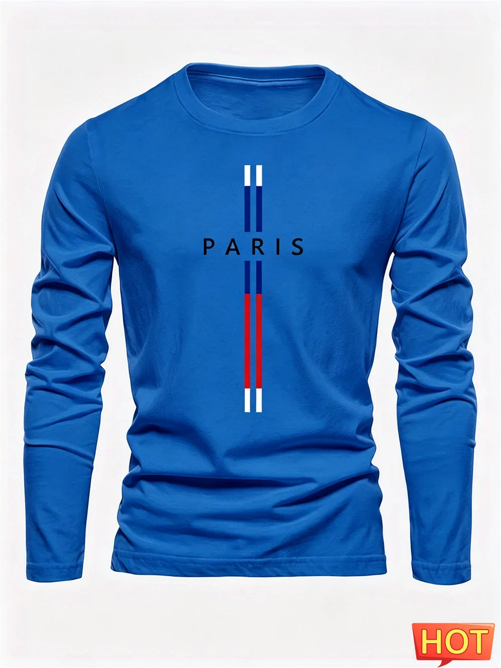 3D Paris graphic Summer T-shirt men's cotton loose Outdoor Sunscreen T-shirt sports leisure round neck long sleeved T-shirt tops