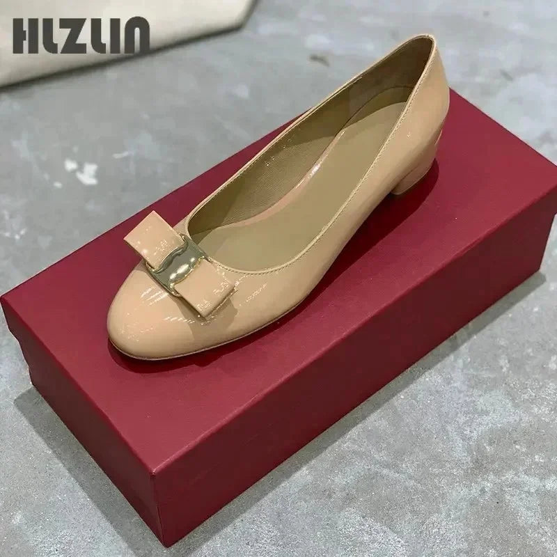 2026 new High quality handmade women's shoes 100% genuine leather 3.5 cm high heels classic brand half flat