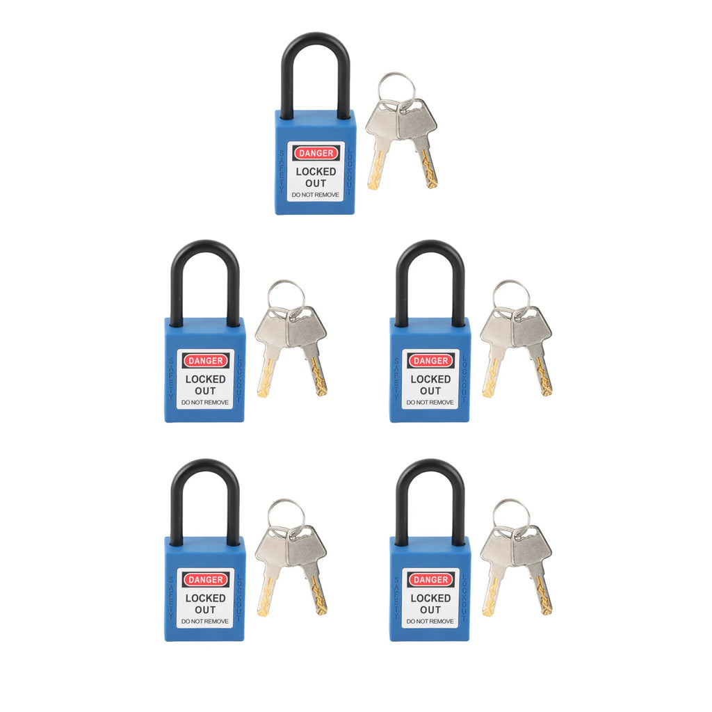 5 Sets 38mm Nylon Insulated Dustproof Safety Padlock With Keys Industrial Electrical Lockout Tagout Lock
