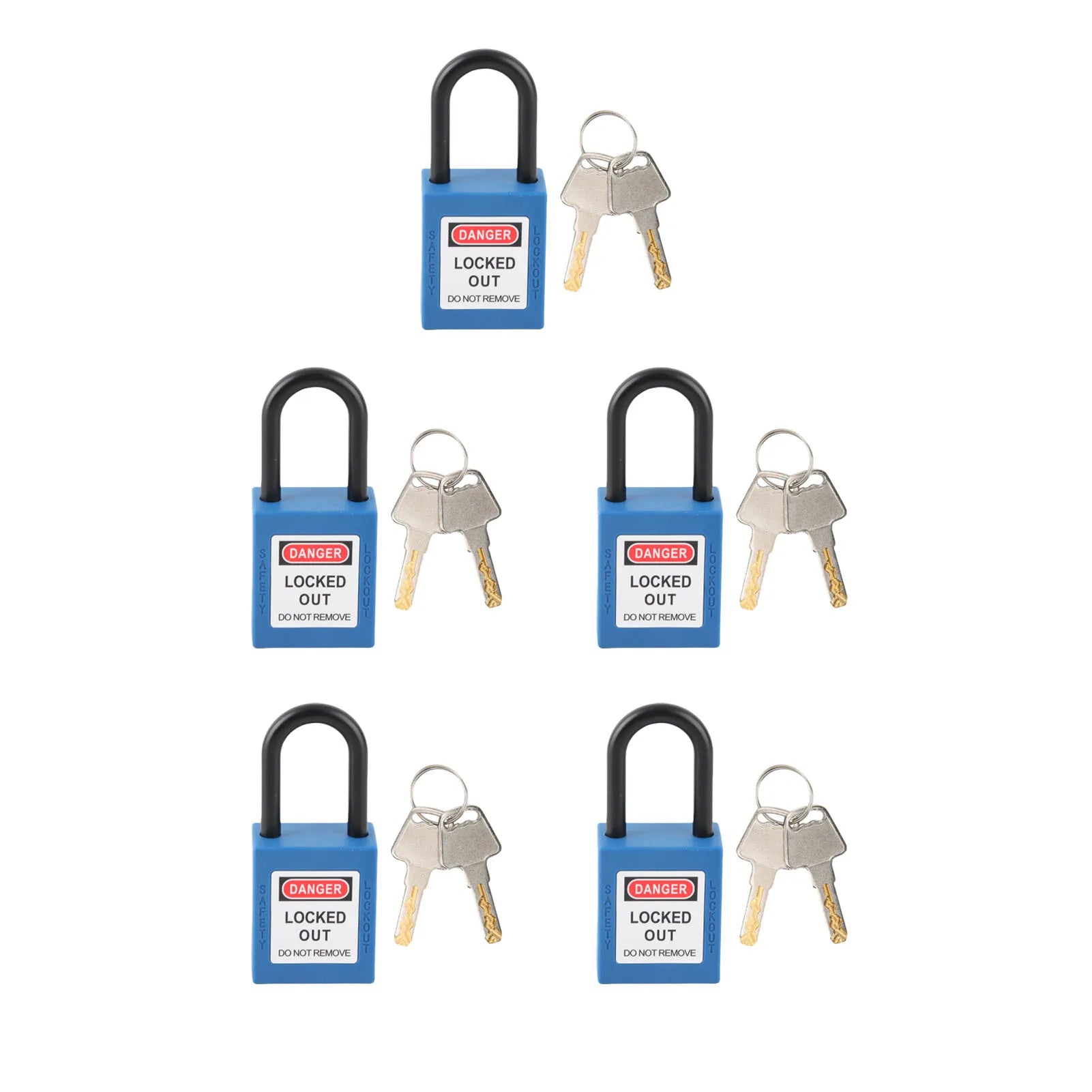 5 Sets 38mm Nylon Insulated Dustproof Safety Padlock With Keys Industrial Electrical Lockout Tagout Lock