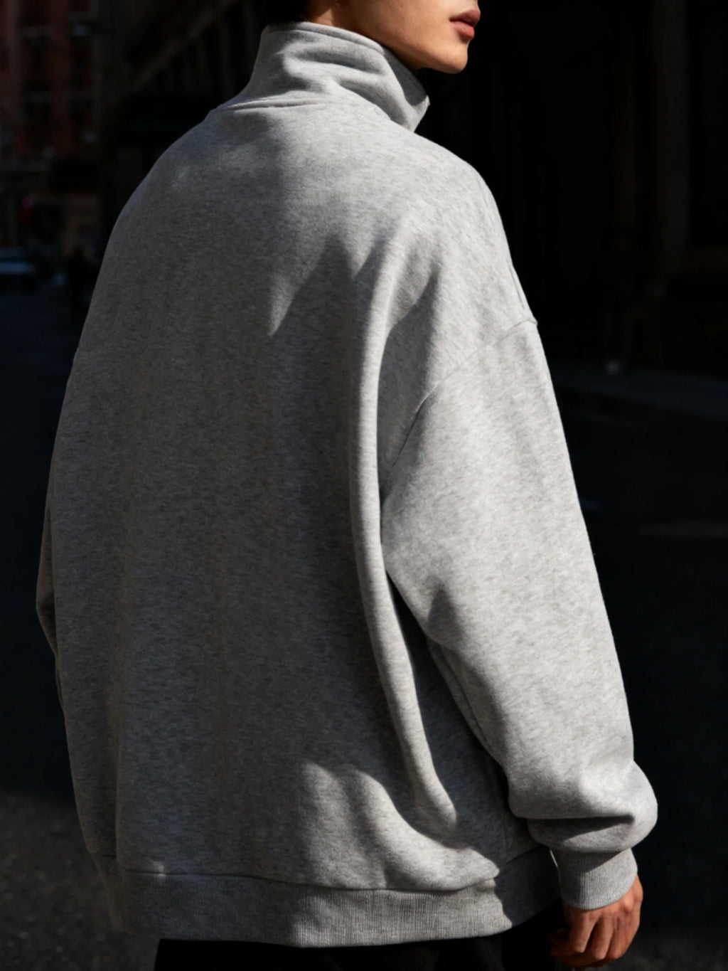 Men's gray half zipper stand up collar sweatshirt, simple and loose casual top, foreign trade men's clothing source