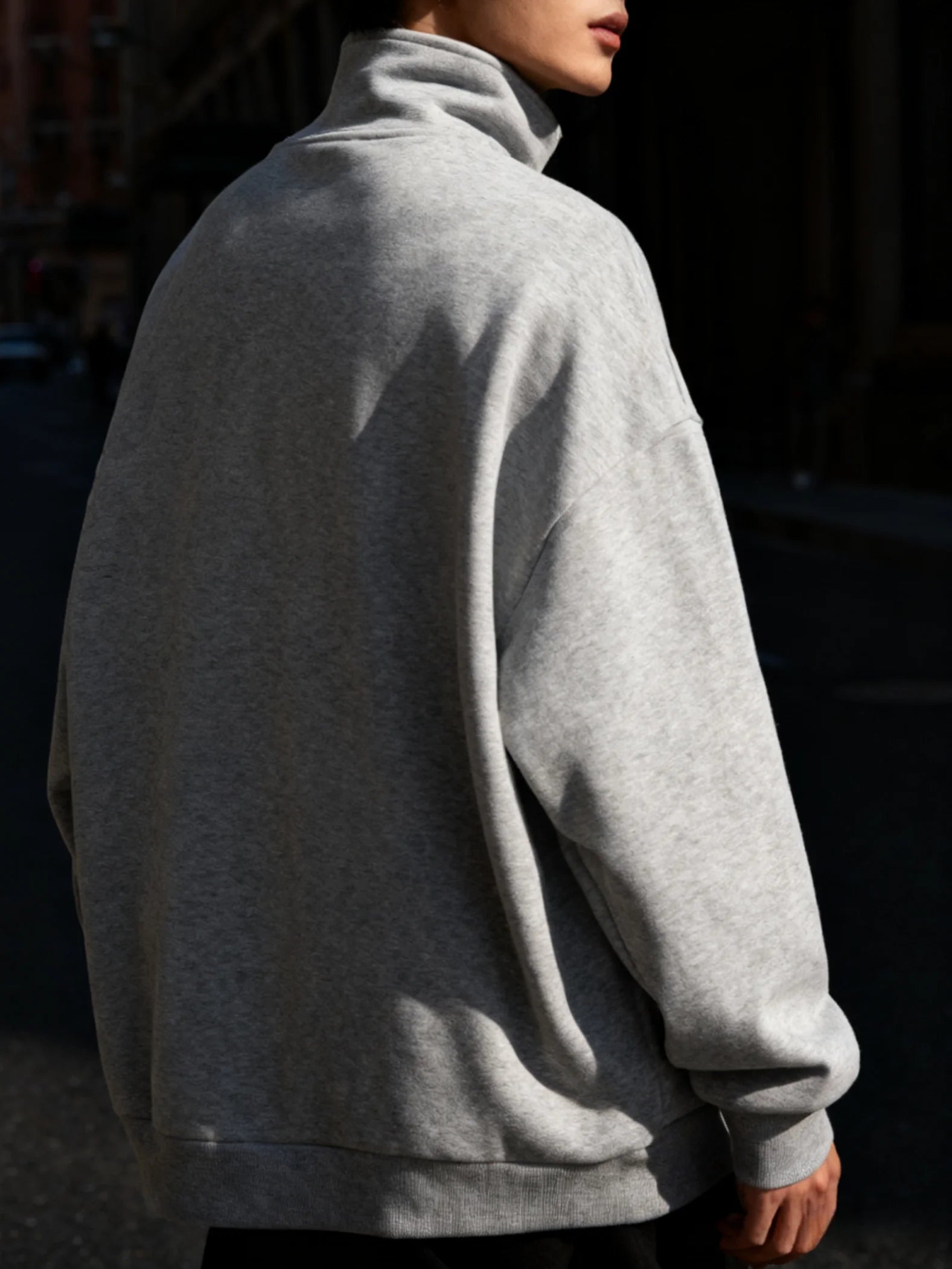 Men's gray half zipper stand up collar sweatshirt, simple and loose casual top, foreign trade men's clothing source