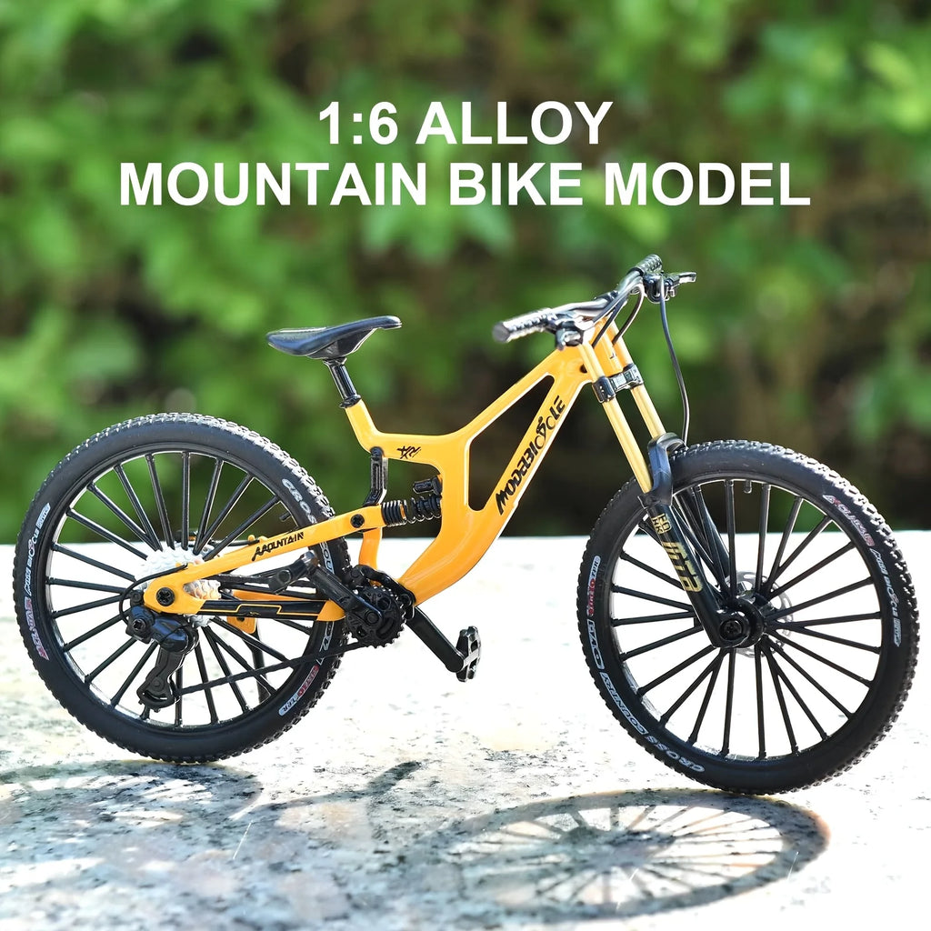 1:8 Scale Mini Alloy Finger Mountain Bike - Diecast Simulation Toy with Shock Absorption for Collection