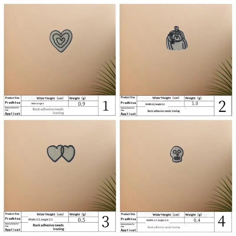 1Set Heart Cat Skull Birds Embroidered Patches Clothing Hat Bag Shoe Repair Material Phone Gift Box Decor DIY Accessory