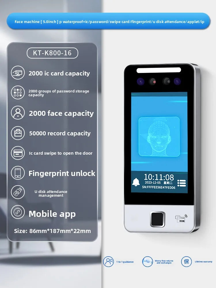 KOB Dynamic Face Access Control All-in-One Machine Swipe Card Password Fingerprint Remote Access Control WIFI Mini Program