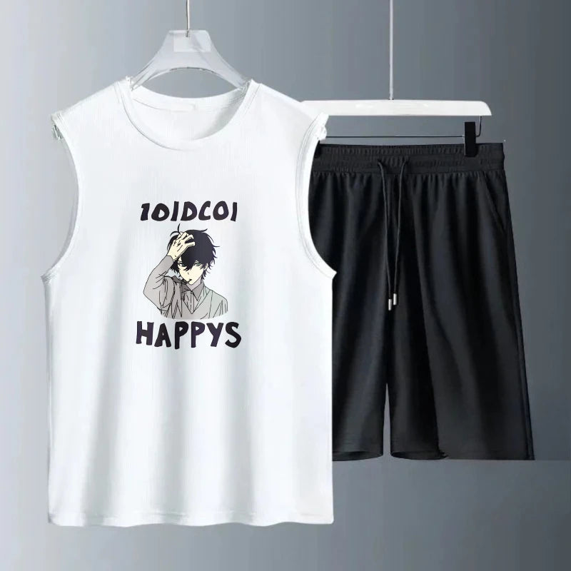 Men's Tank Top Sets 2026 Summer Quick drying Breathable seaside running Y2k tracksuits outfits two piece beach  sports oversize