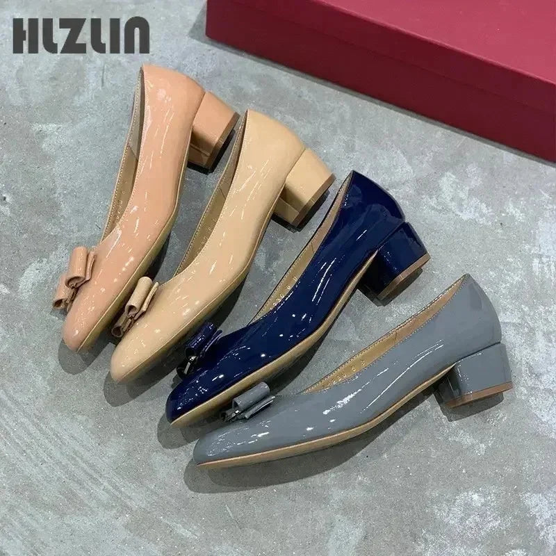 2026 new High quality handmade women's shoes 100% genuine leather 3.5 cm high heels classic brand half flat